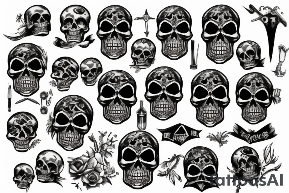 black skull tattoo idea