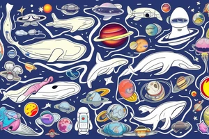 whale, space, planets, astronaut tattoo idea