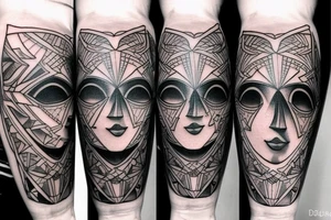 knee tattoo geometrical, sci-fi, ancient greek tattoo idea