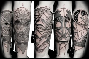 knee tattoo geometrical, sci-fi, ancient greek tattoo idea