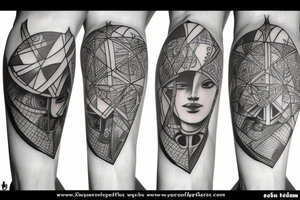 kneecap tattoo geometrical, sci-fi, ancient greek tattoo idea
