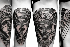kneecap tattoo geometrical, sci-fi, ancient greek tattoo idea