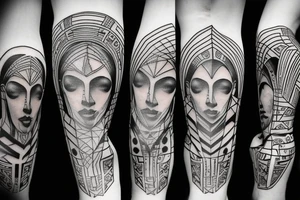 kneecap tattoo geometrical, sci-fi, ancient greek tattoo idea