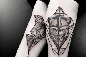 kneecap tattoo geometrical, sci-fi, ancient greek tattoo idea
