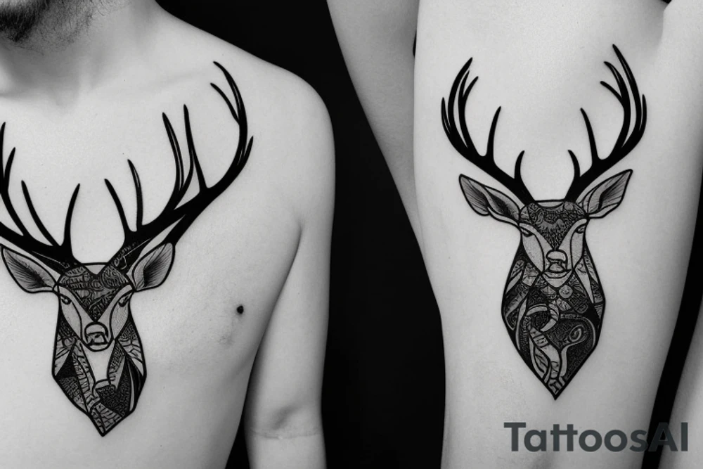 elk with horns tattoo idea