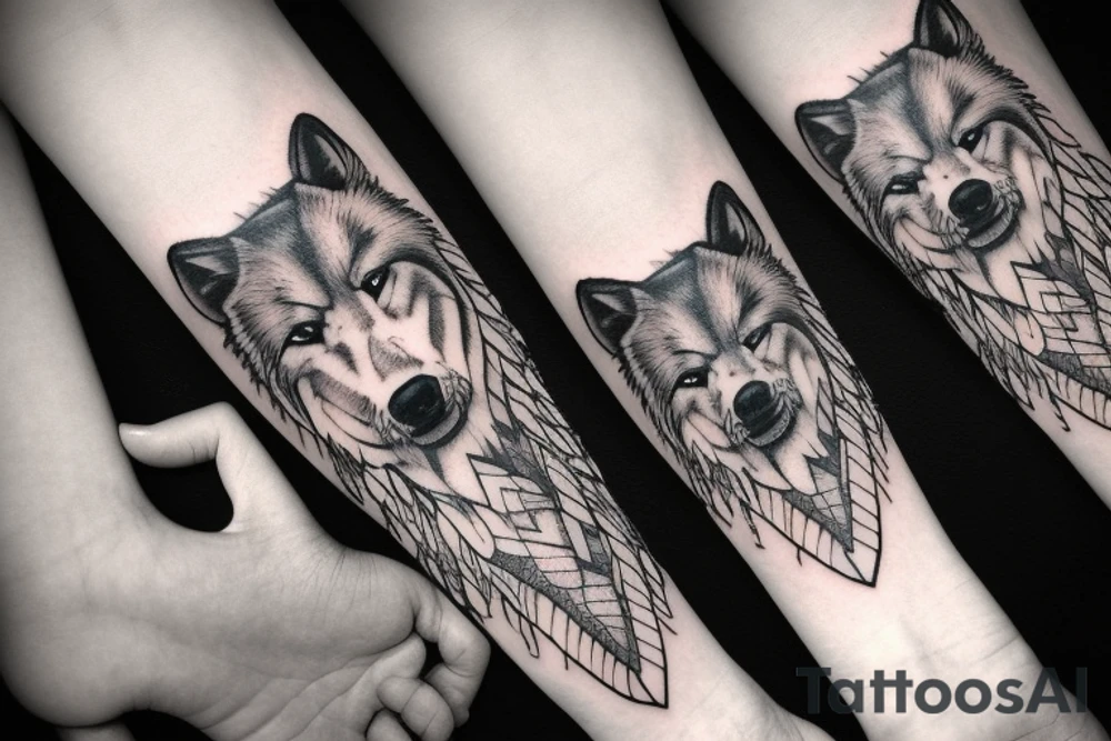 Mean Alpha wolf tattoo on the forearm tattoo idea