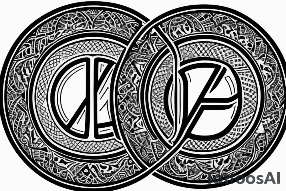 round geometric with letters T and G tattoo idea round geometric with letters T and G tattoo idea