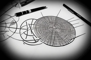 round geometric with letters T and G tattoo idea