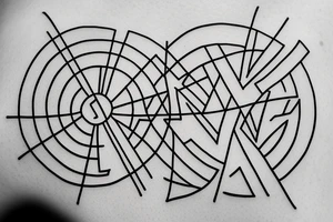 round geometric with letters T and G together tattoo idea