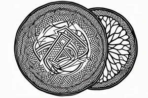 round geometric with letters T and G together tattoo idea