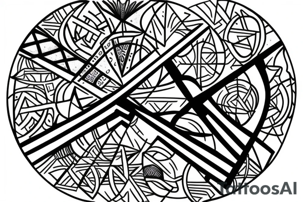 round geometric with the letters T and G together tattoo idea