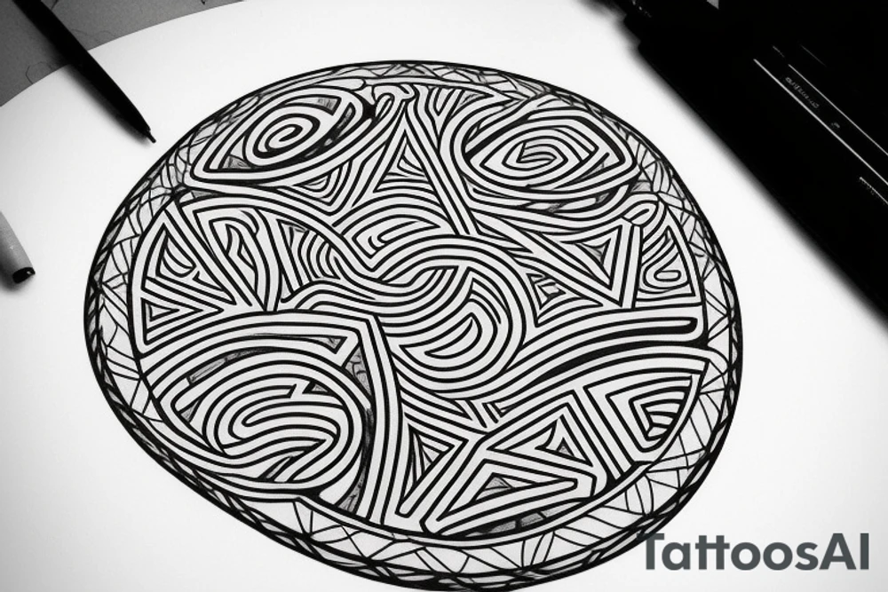round geometric with the letters T and G together tattoo idea