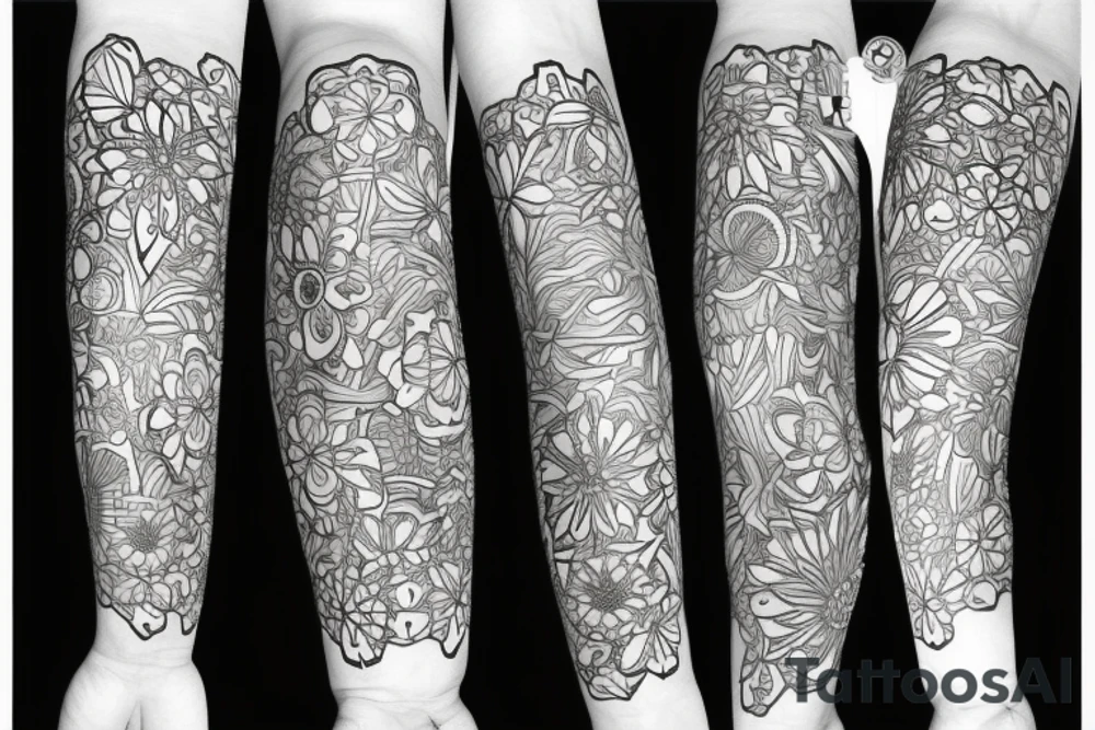 skeletonized flowers tattoo idea