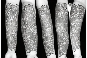 skeletonized flowers tattoo idea