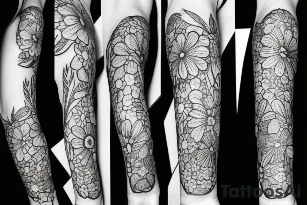 skeletonized flowers tattoo idea
