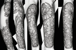 skeletonized flowers tattoo idea