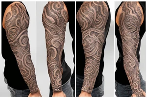 snake skin on arm full sleeve tattoo idea