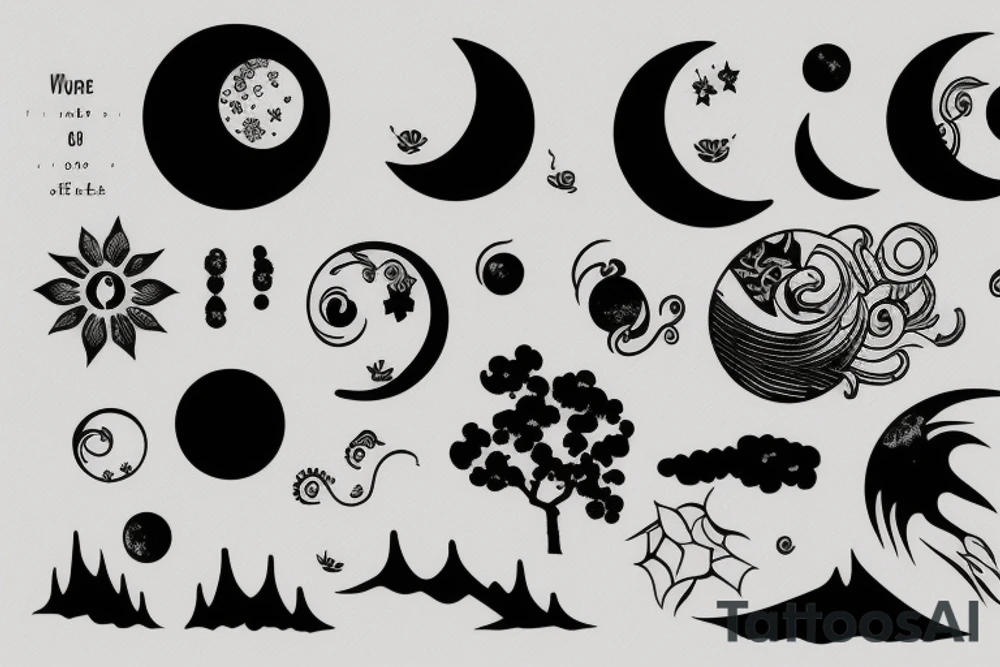 An outline of moon tattoo idea