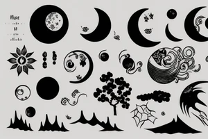 An outline of moon tattoo idea