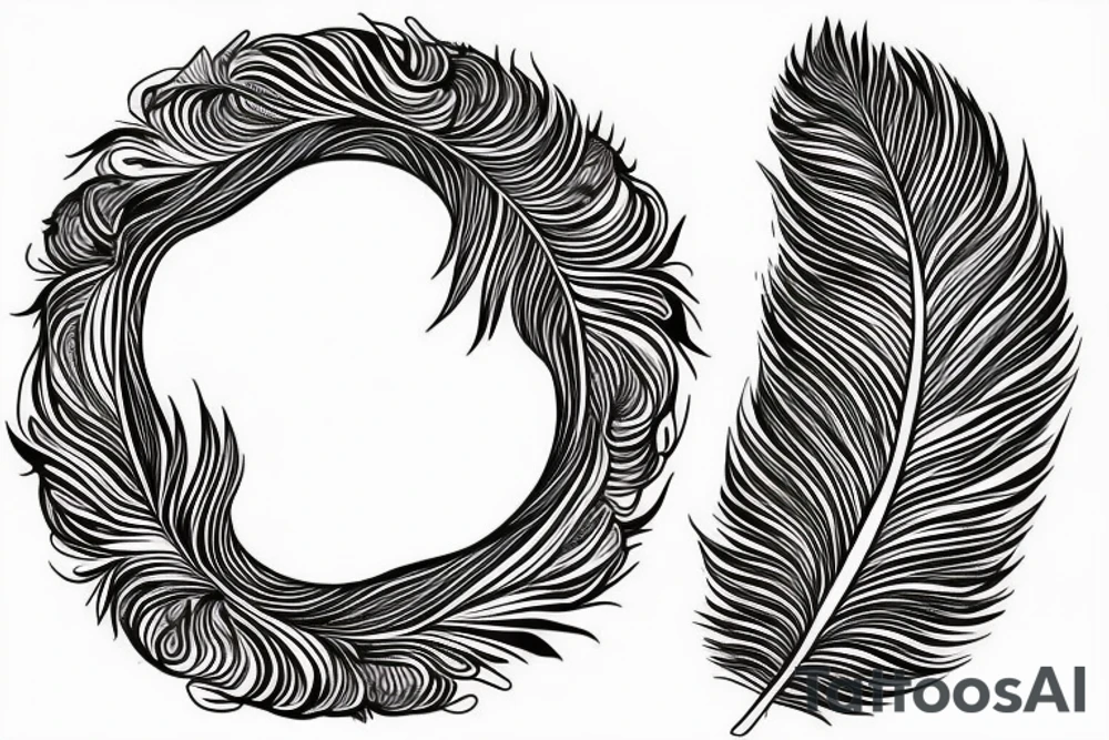 An outline of moon and use peacock feather as it's inner circle tattoo idea