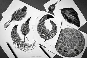 An outline of moon  and use peacock feather as it's inner circle tattoo idea