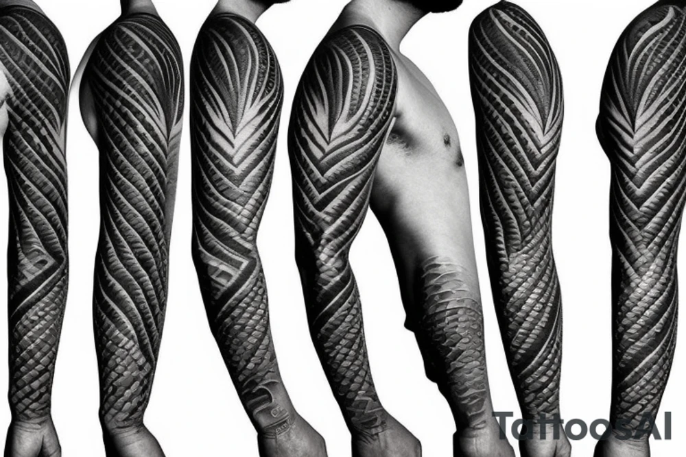 dragon scales on arm full sleeve tattoo idea
