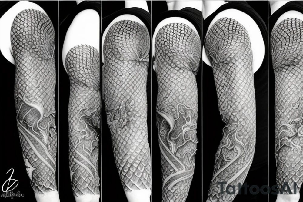 dragon scales on arm full sleeve tattoo idea