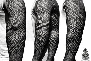 dragon scales on arm full sleeve tattoo idea