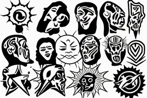 Man with sun instead of head diagonally tattoo idea