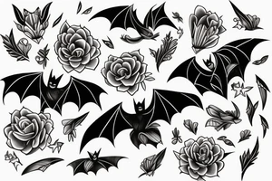 bat, flower tattoo idea