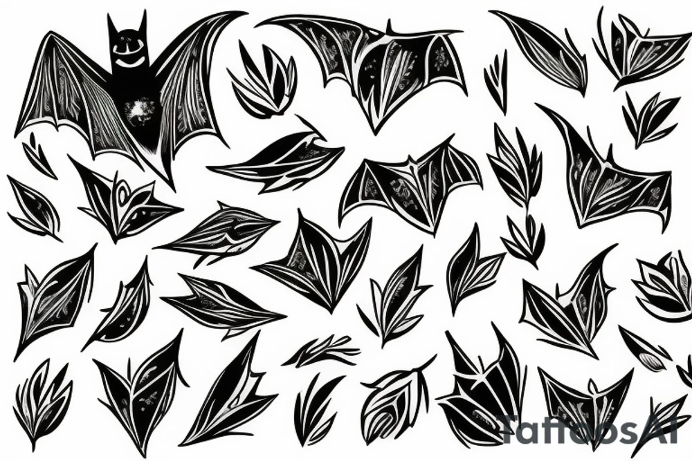 bat, flower tattoo idea