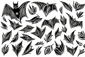 bat, flower tattoo idea