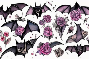 bat, flower tattoo idea
