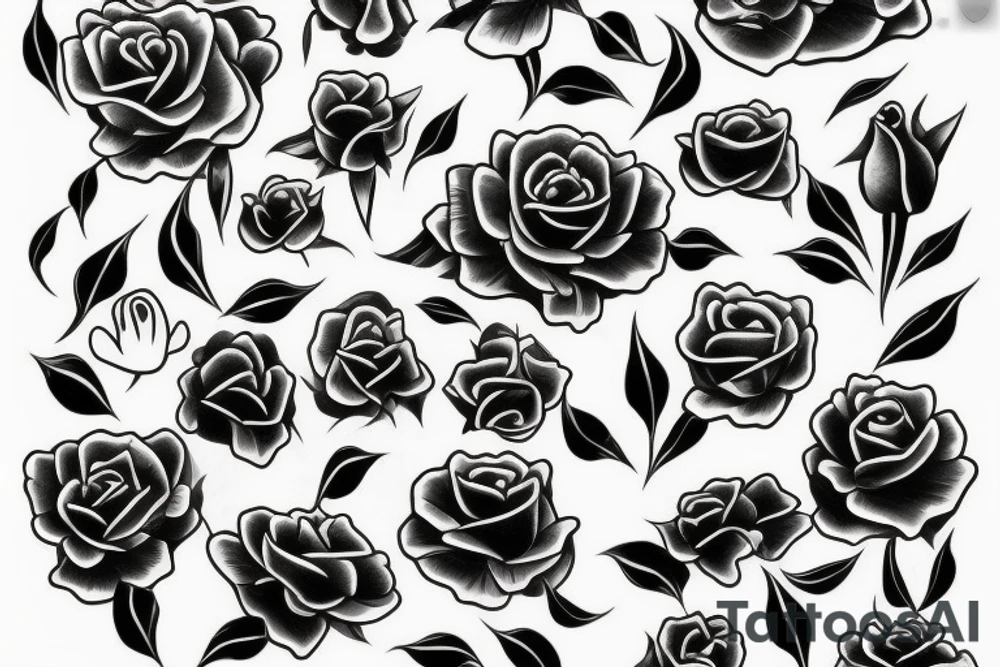black rose with fish behind it tattoo idea