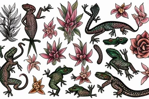 lizard flower tattoo idea