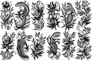 lizard flower tattoo idea