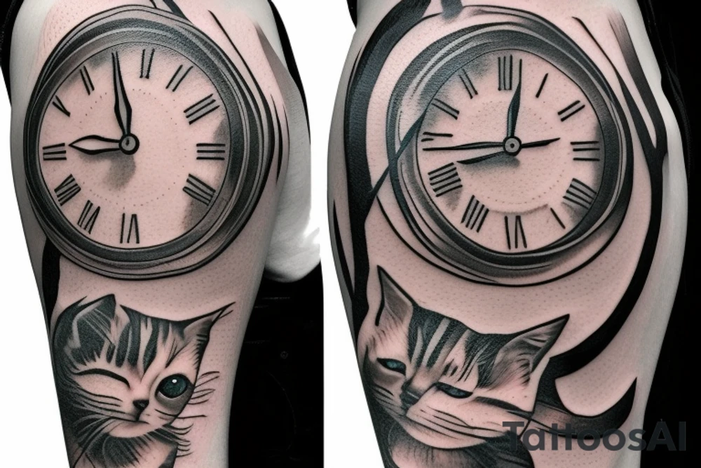 Cataleya and clock tattoo idea