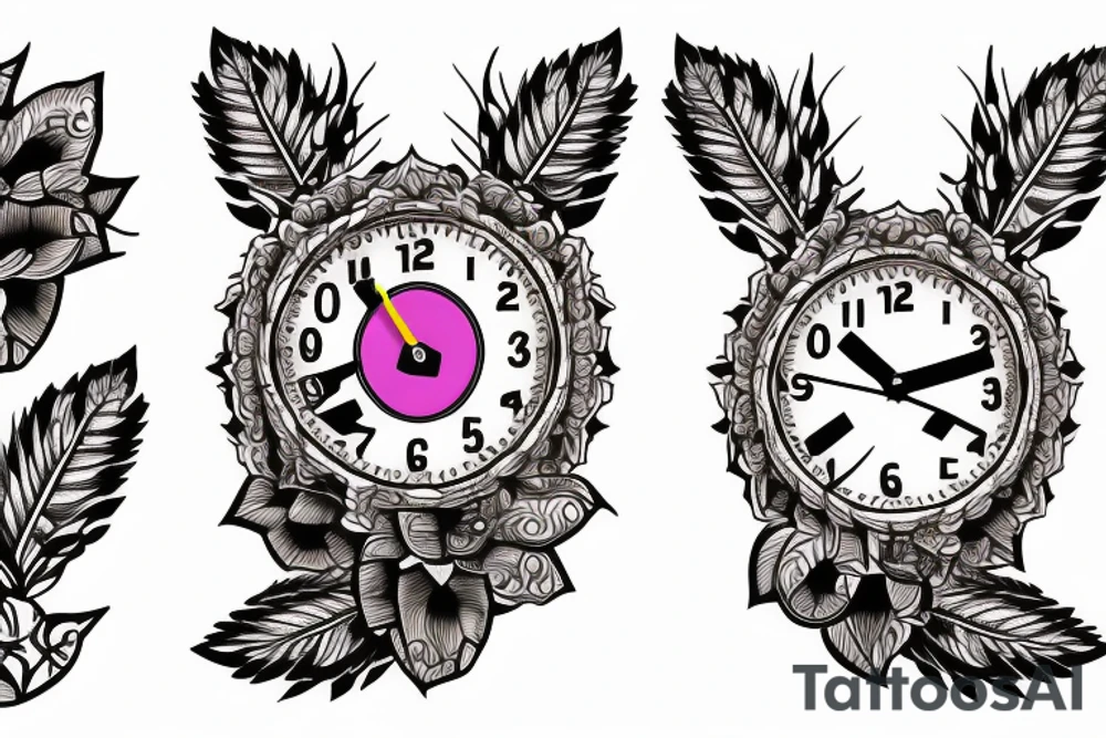 Cataleya orchid and clock tattoo idea