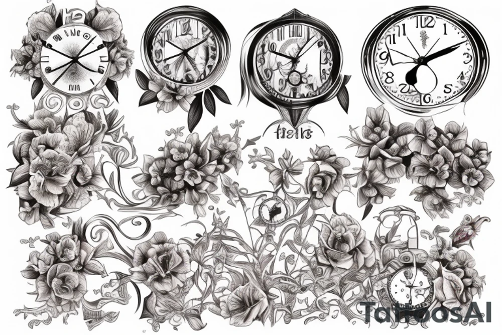 Cataleya orchid and clock tattoo idea