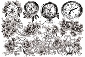 Cataleya orchid and clock tattoo idea