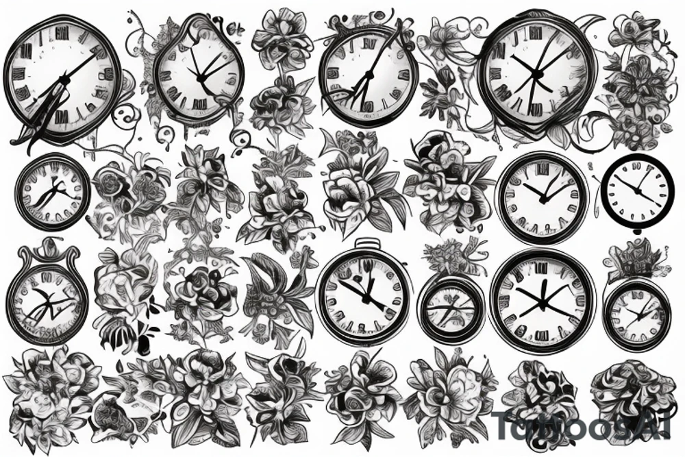 Cataleya orchid and clock tattoo idea