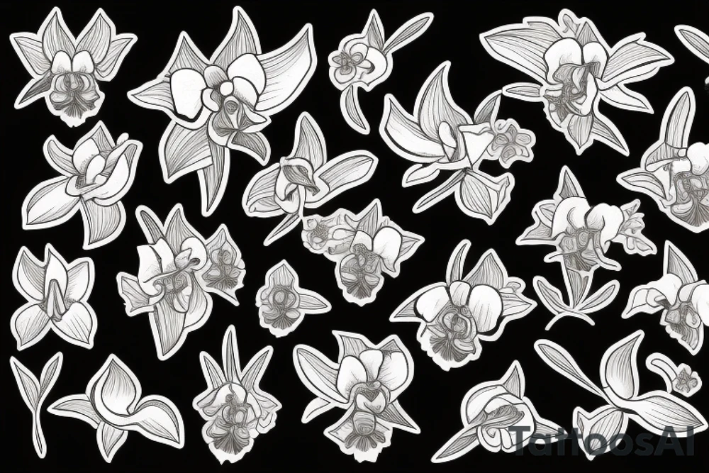 Cataleya orchids and pocker clocks tattoo idea