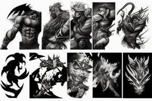 Heroes from dota 2, action scene tattoo idea