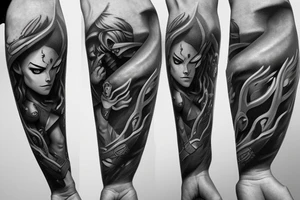 2 random Heroes from dota 2 fighing tattoo idea