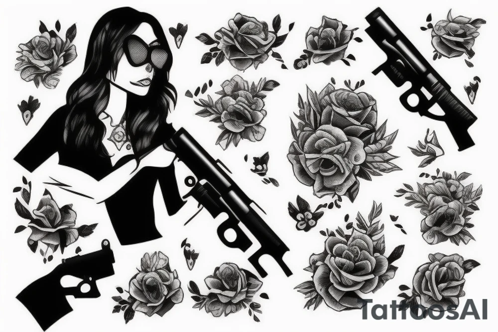 woman with gun tattoo idea