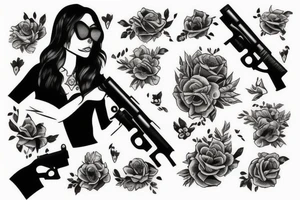woman with gun tattoo idea