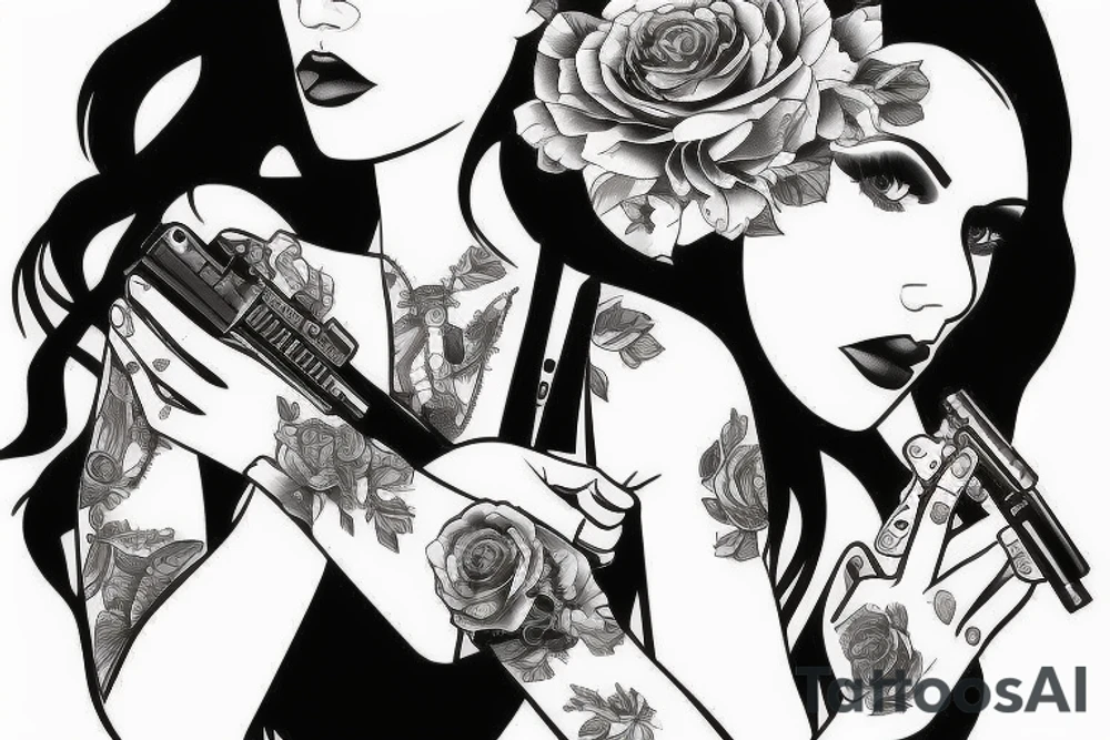 woman with gun tattoo idea