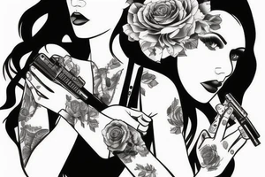 woman with gun tattoo idea