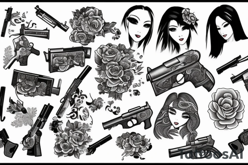 woman with gun tattoo idea