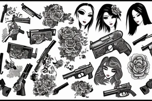woman with gun tattoo idea